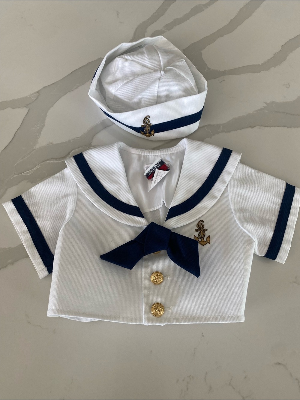 Vtg Good Lad Sailor navy seals baby Outfit 2pc gold embroidered anchor Top & Hat